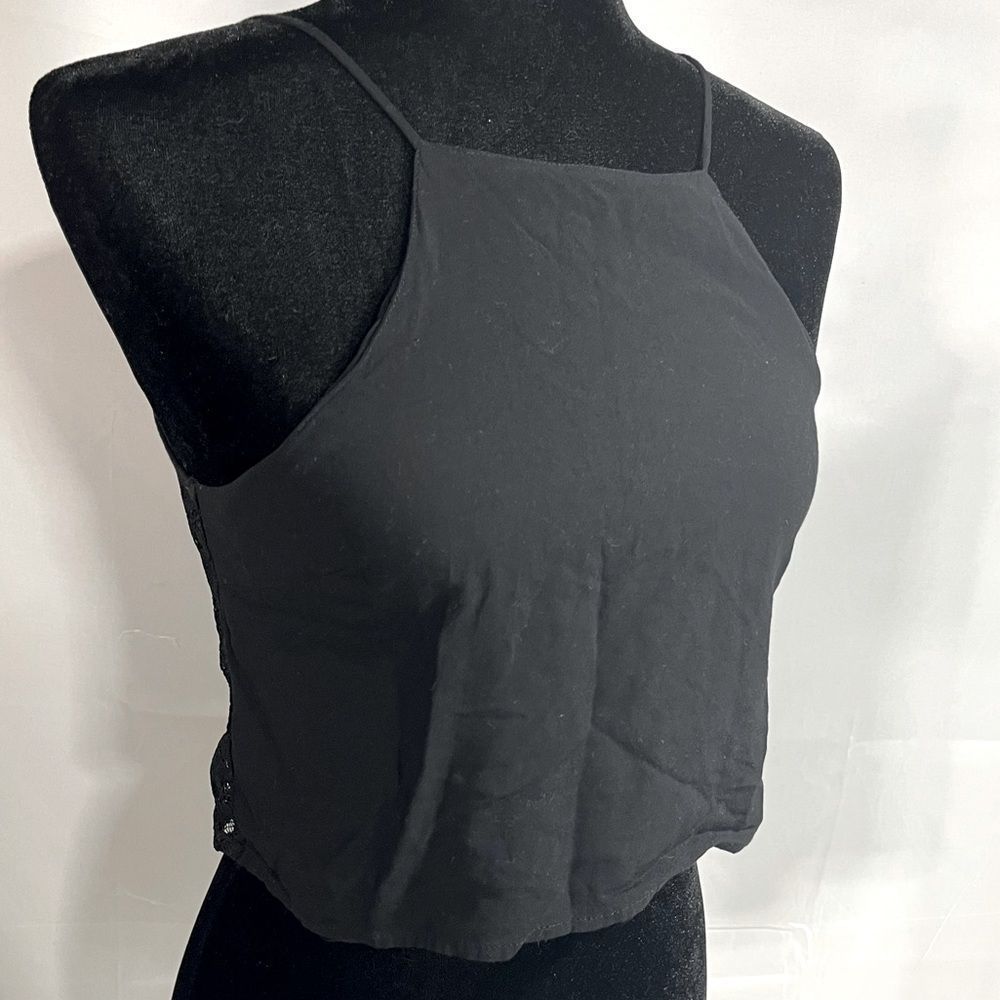 Laced Back Black Crop Top - Picture 8 of 9
